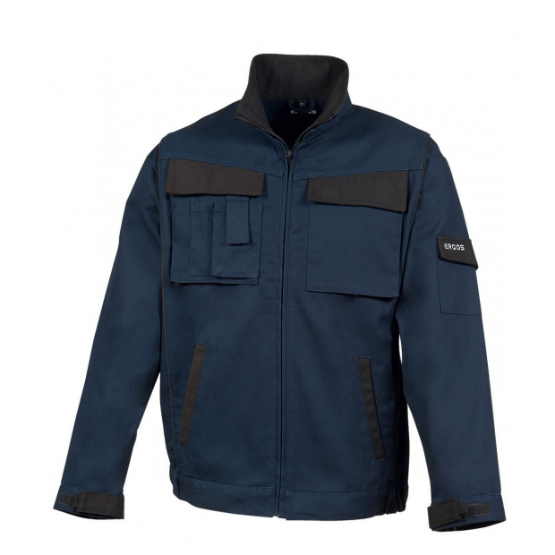 COTTON POLY WORK JACKET - NAVY/BLACK