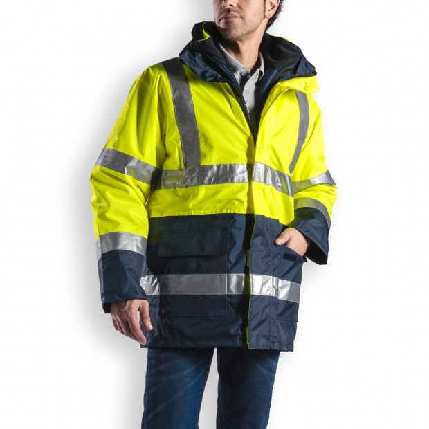 PARKA HV 4 EN 1 JAUNE MARINE