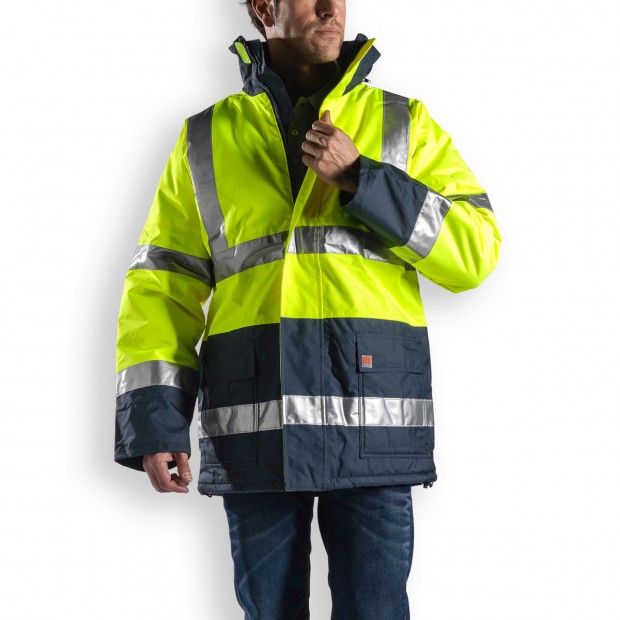 HI VIS PARKA YELLOW/NAVY BLUE