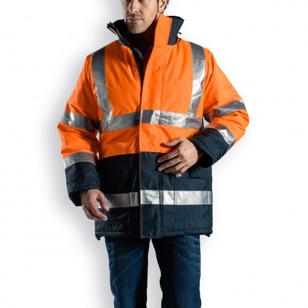 PARKA HV DOUBLURE FIXE ORANGE MARINE